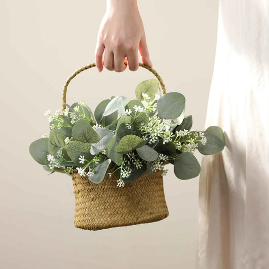 10PCS Silk Eucalyptus Leaf Wedding Bridal Accessories Clearance Fake Rose Artificial Plants Vase for Home Decor Christmas Wreath