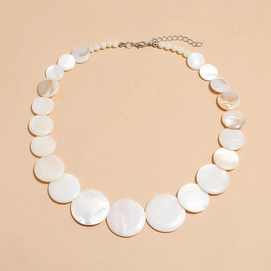 10-30mm Natural White Shell The mother of Pearl Necklace Round Beads Choker Beach Classic Jewelry